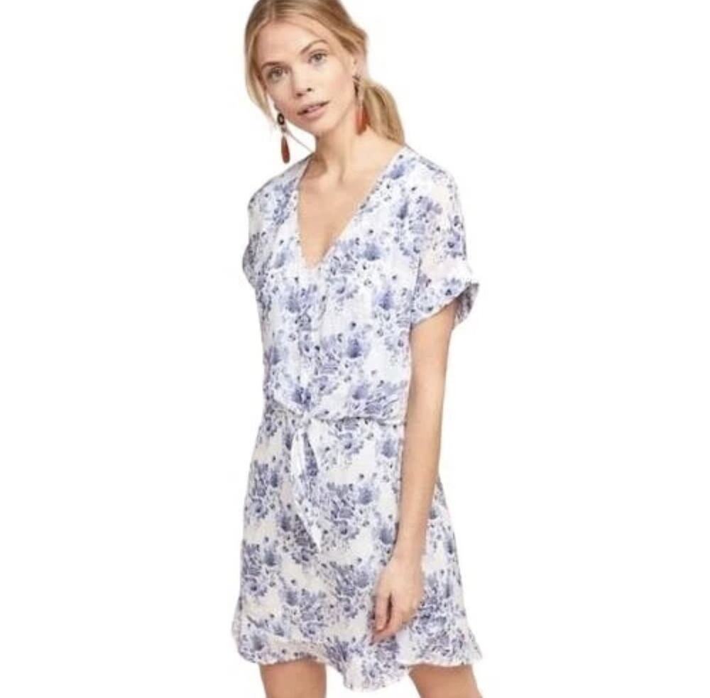 Cloth & Stone Anthropologie VIVIAN Dress V-Neck Floral Petite Small PS Boho